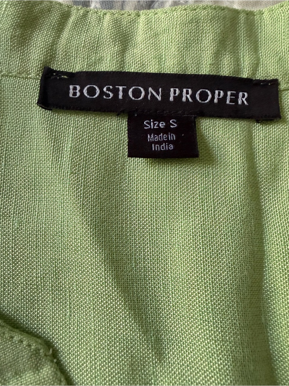 Boston Proper Women’s Small Lime Green Button/Tie Front Linen Top flared sleeves - Picture 4 of 12